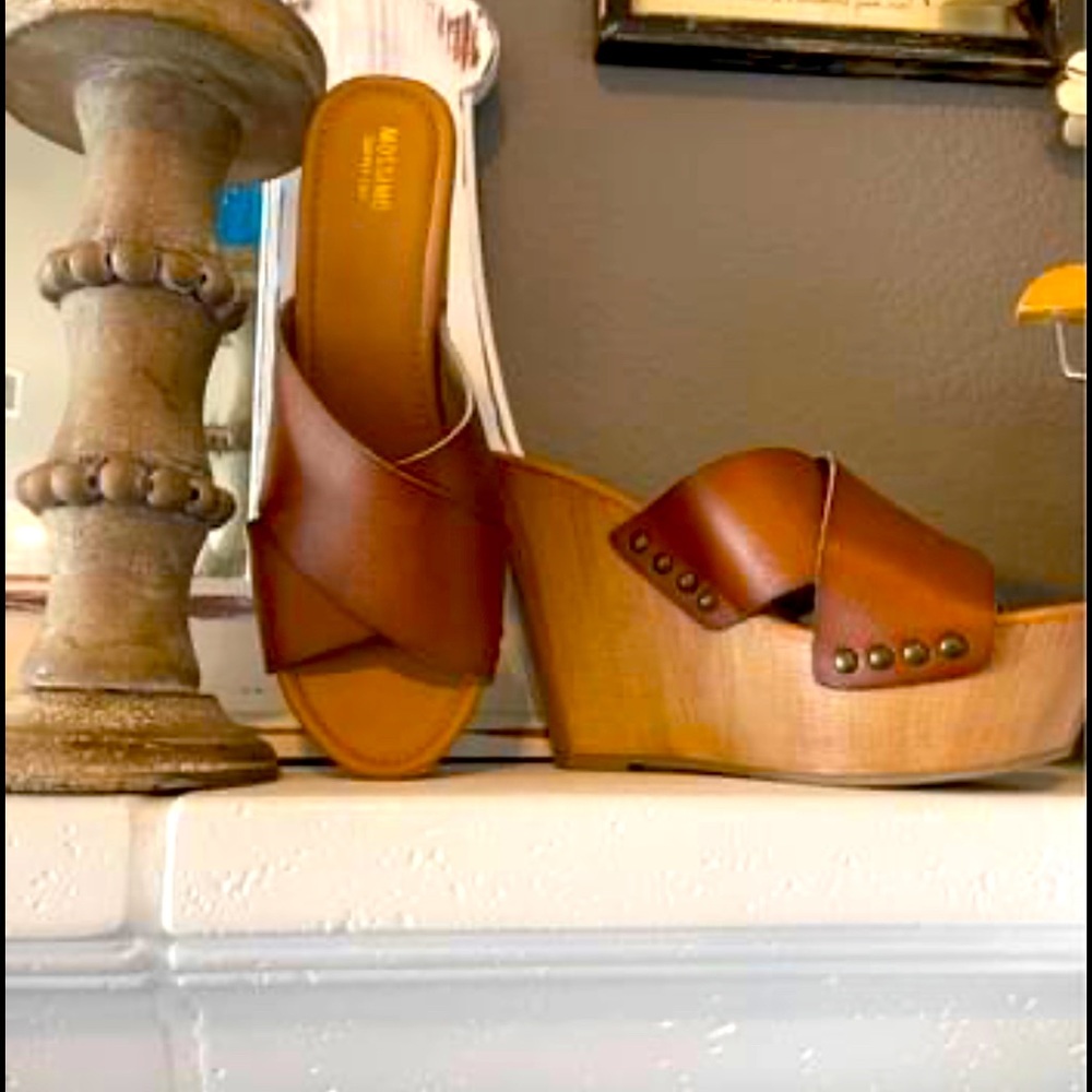 Beautiful brown leather wedge heels!